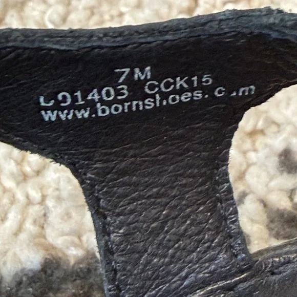 Born Black Leather Cross-Strap Slingback Wedge Comfort Sandals - Picture 7 of 8